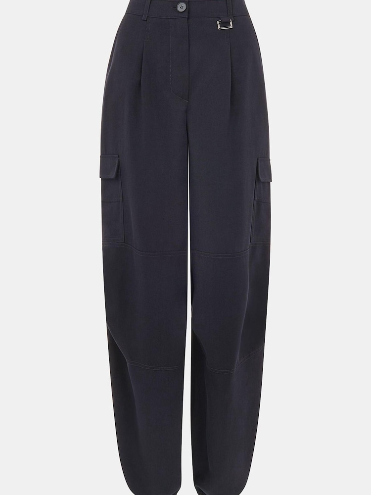 Whistles Blue Grace Luxe Cargo Trousers - Image 1 of 4