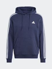 adidas Navy/White Essentials Fleece 3-Stripes 100% Cotton Hoodie - Image 7 of 7