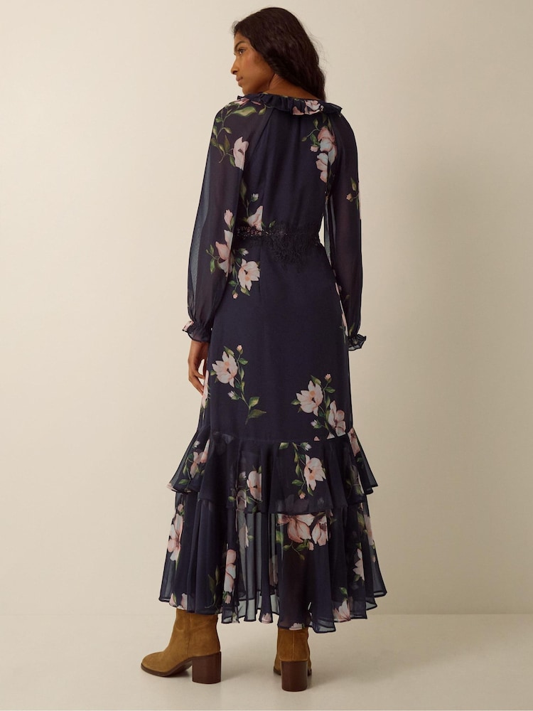 Monsoon Rowena V-Neck Ruffle Floral Print Maxi Dress - Image 2 of 4 Monsoon Rowena V-Neck Ruffle Floral Print Maxi Dress - Image 2 of 4