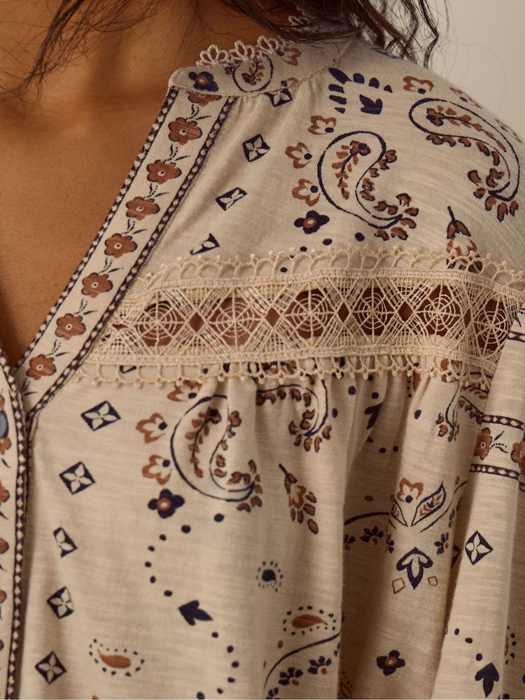 Monsoon Gigi V-Neck Paisley Print Jersey Shirt - Εικόνα 4 από 4