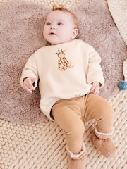 Tan Brown Giraffe Baby Sweatshirt And Leggings 2 Piece Set (0mths-2yrs) - Image 1 of 7