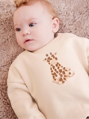 Tan Brown Giraffe Baby Sweatshirt And Leggings 2 Piece Set (0mths-2yrs) - Image 3 of 7