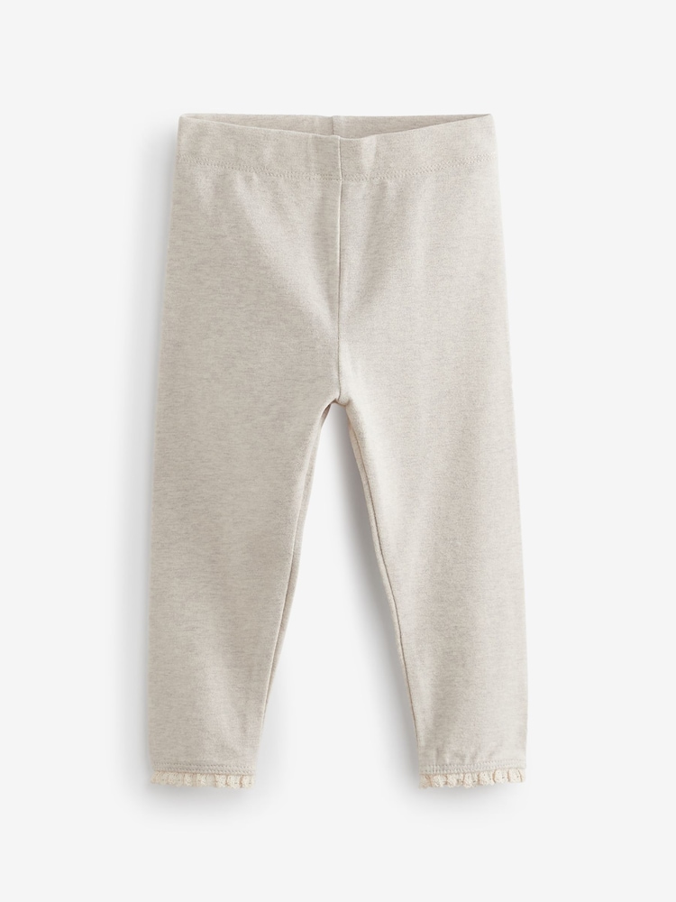 Oatmeal Cream Lace Trim Leggings (3mths-7yrs) - Image 1 of 3