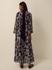 Monsoon Hattie High Neck Metallic Jacquard Midi Dress - Image 4 of 5