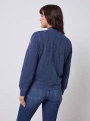SCAMP & DUDE Blue Quilted Fitted Bomber Jacket - Image 2 of 5