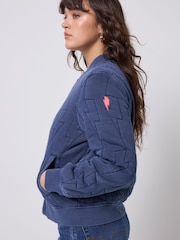 SCAMP & DUDE Blue Quilted Fitted Bomber Jacket - Image 3 of 5