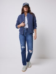SCAMP & DUDE Blue Quilted Fitted Bomber Jacket - Image 4 of 5