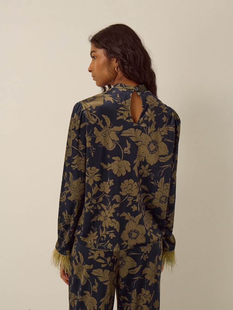 Monsoon Blue Princella Sleeve Floral Velvet Top - Image 2 of 4