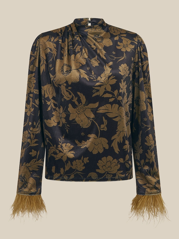 Monsoon Blue Princella Sleeve Floral Velvet Top - Image 4 of 4