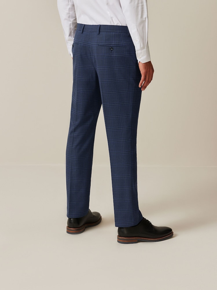 Bleu - Pantalon de costume slim à carreaux audacieux - Image 3 of 8