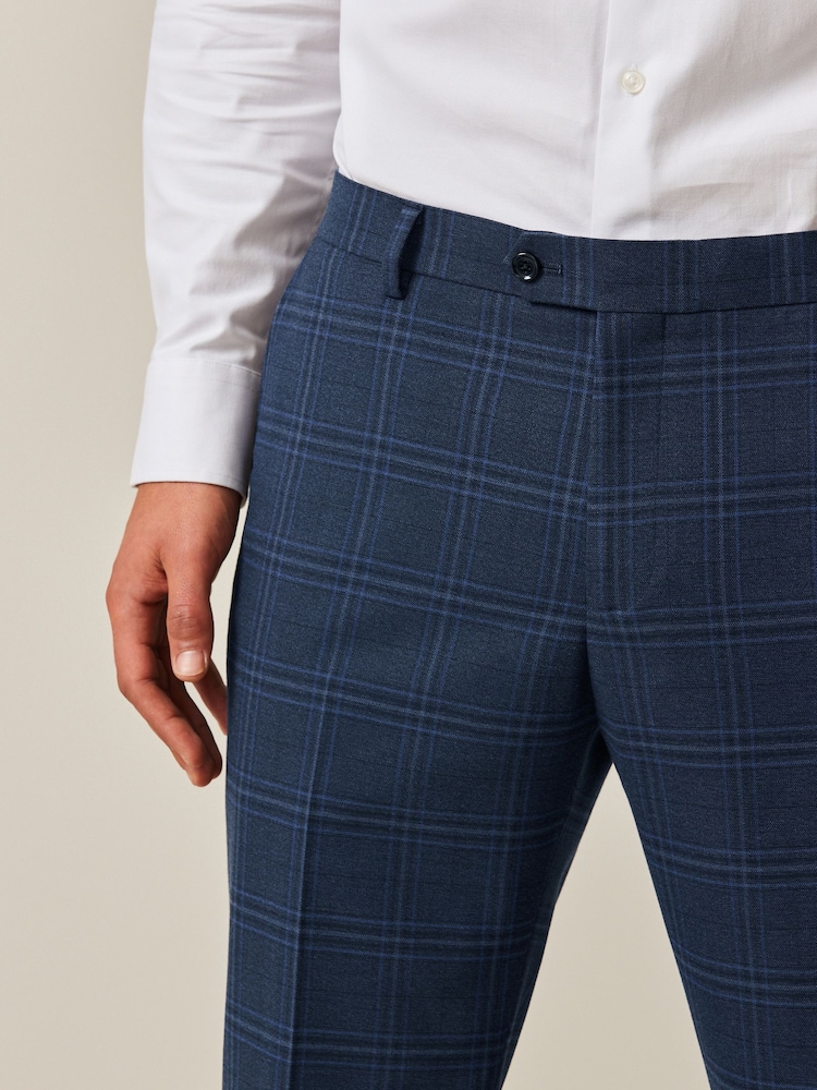 Bleu - Pantalon de costume slim à carreaux audacieux - Image 4 of 8