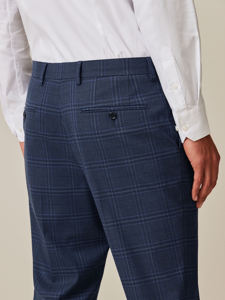 Bleu - Pantalon de costume slim à carreaux audacieux - Image 5 of 8