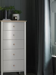 Bentley Designs Grey Whitby Scandi Oak Five Drawer Chest - Image 1 of 3