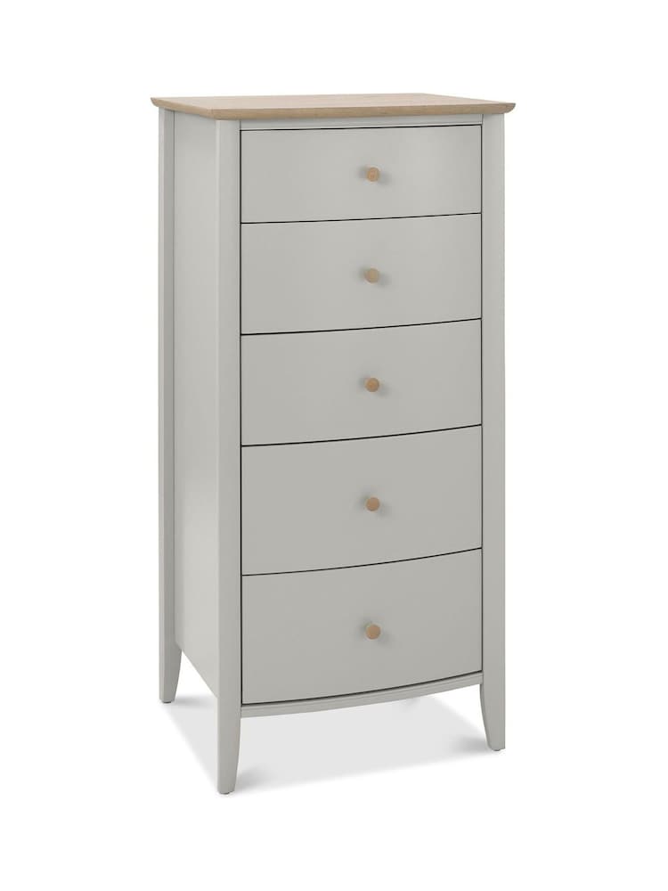 Bentley Designs Grey Whitby Scandi Oak Five Drawer Chest - Image 2 of 3