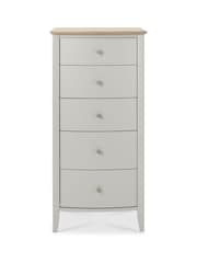 Bentley Designs Grey Whitby Scandi Oak Five Drawer Chest - Image 3 of 3