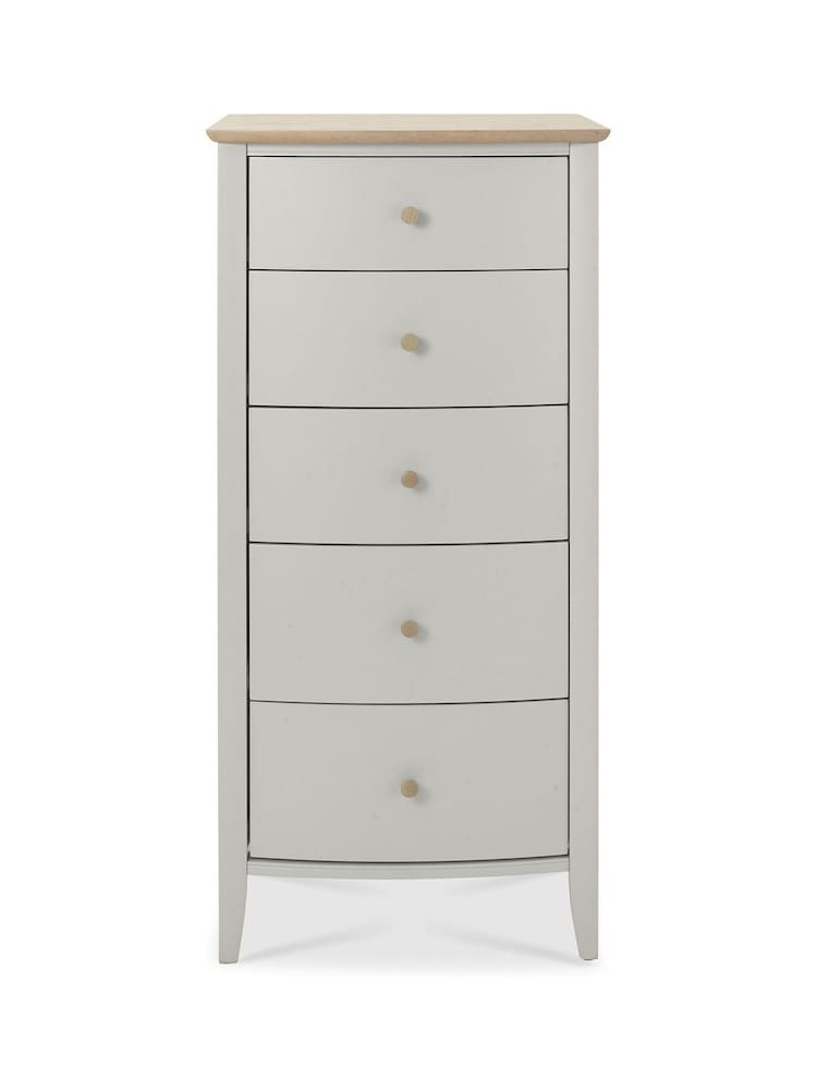Bentley Designs Grey Whitby Scandi Oak Five Drawer Chest - Image 3 of 3