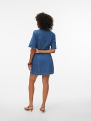 VERO MODA Kortärmad V-ringad Denimklänning - Bild 3 av 6