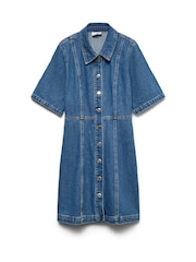 VERO MODA Kortärmad V-ringad Denimklänning - Bild 5 av 6