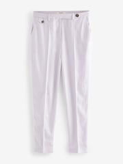 Lilac Purple Linen Tapered Leg Trousers - Image 5 of 6