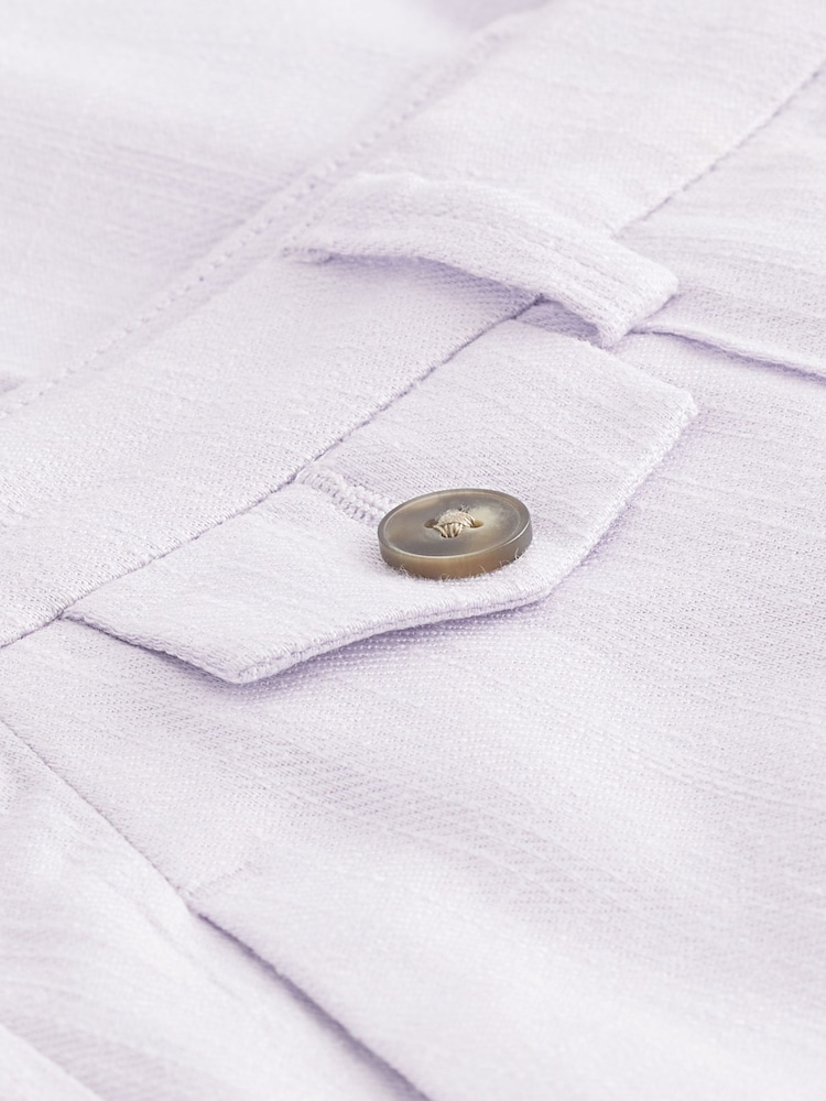 Lilac Purple Linen Tapered Leg Trousers - Image 6 of 6