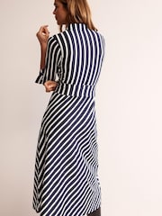 Boden Navy Stripe Laura Jersey Midi Shirt Dress - Image 2 of 5