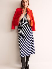 Boden Navy Stripe Laura Jersey Midi Shirt Dress - Image 3 of 5