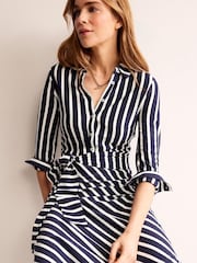 Boden Navy Stripe Laura Jersey Midi Shirt Dress - Image 4 of 5
