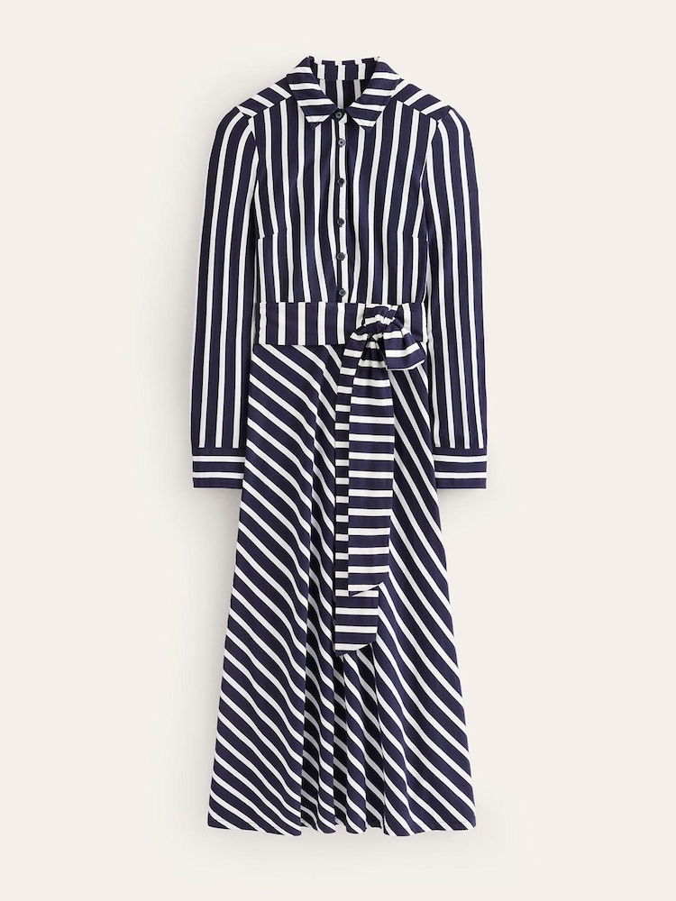 Boden Navy Stripe Laura Jersey Midi Shirt Dress - Image 5 of 5