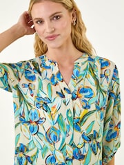 Roman Blue Floral Longline Overshirt - Image 4 of 5