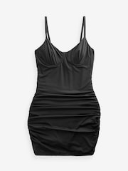Black Non Padded Underwired Shaping Swim Dress - Image 7 of 7