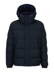 BOSS Blue Water Repellent Hooded Down Puffer Jacket - Image 1 of 6