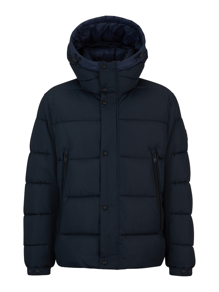 BOSS Blue Water Repellent Hooded Down Puffer Jacket - Image 1 of 6