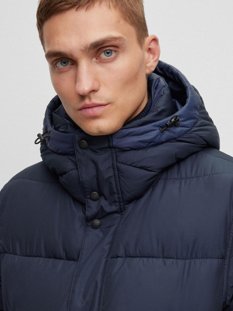 BOSS Blue Water Repellent Hooded Down Puffer Jacket - Image 5 of 6