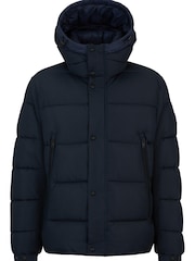 BOSS Blue Water Repellent Hooded Down Puffer Jacket - Image 6 of 6