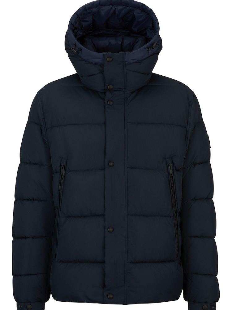 BOSS Blue Water Repellent Hooded Down Puffer Jacket - Image 6 of 6