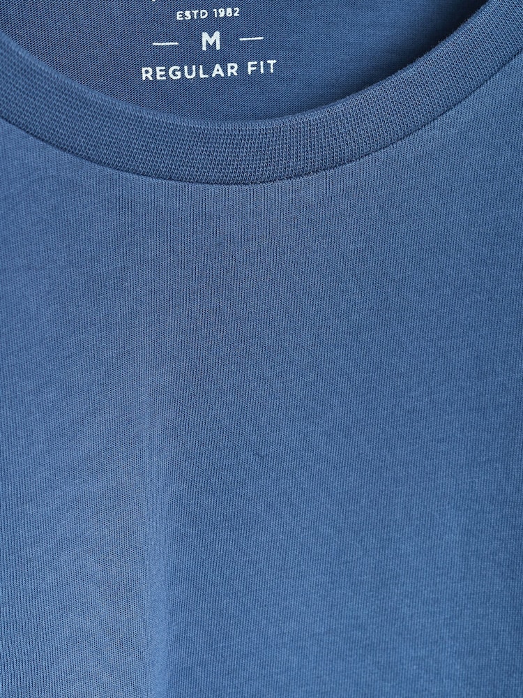 Blue Denim Regular Fit 100% Cotton Long Sleeve Crew Neck T-Shirt - Image 5 of 5