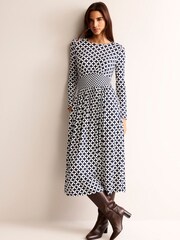 Boden Blue/White Thea Long Sleeve Midi Dress - Image 3 of 5