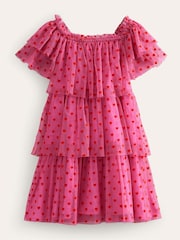 Boden Pink Heart Tiered Tulle Dress - Image 1 of 4