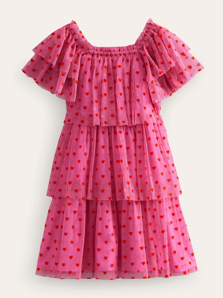 Boden Pink Heart Tiered Tulle Dress - Image 2 of 4
