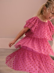 Boden Pink Heart Tiered Tulle Dress - Image 4 of 4