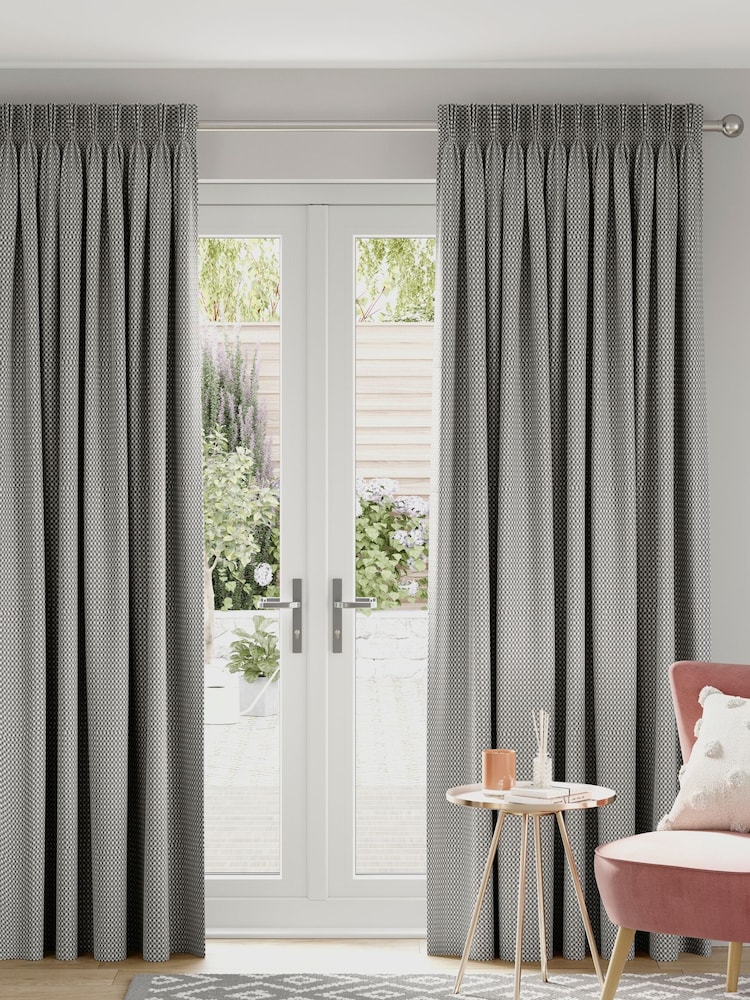 Grey Chenille Check Made to Measure Curtains - Image 1 of 8