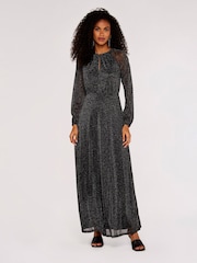 Apricot Black Mesh Raglan Maxi Dress - Image 1 of 4