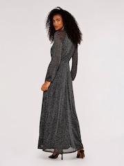 Apricot Black Mesh Raglan Maxi Dress - Image 2 of 4
