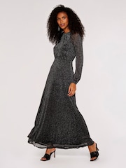 Apricot Black Mesh Raglan Maxi Dress - Image 3 of 4