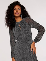 Apricot Black Mesh Raglan Maxi Dress - Image 4 of 4