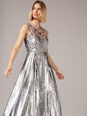 Phase Eight Metallic Lainey Shimmer Sequin Midi Dress - Image 1 of 6
