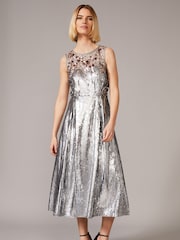 Phase Eight Metallic Lainey Shimmer Sequin Midi Dress - Image 2 of 6