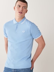 Голубой/белый - Рубашка поло с контрастной отделкой Fred Perry - Image 1 of 5