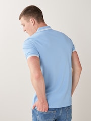 Голубой/белый - Рубашка поло с контрастной отделкой Fred Perry - Image 2 of 5