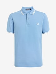 Голубой/белый - Рубашка поло с контрастной отделкой Fred Perry - Image 5 of 5